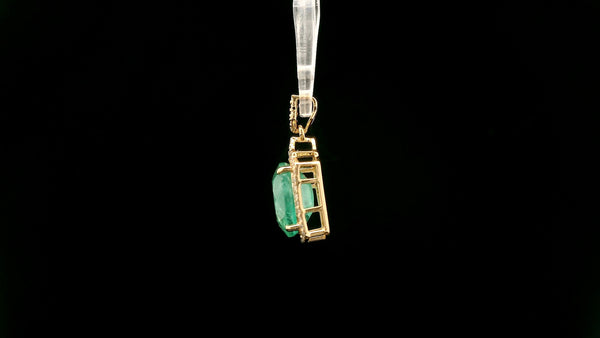 3.62 Ct Cushion Natural Emerald 14K Gold Pendant