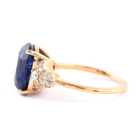 7.14 Ct Cushion Blue Sapphire 18K Gold Ring