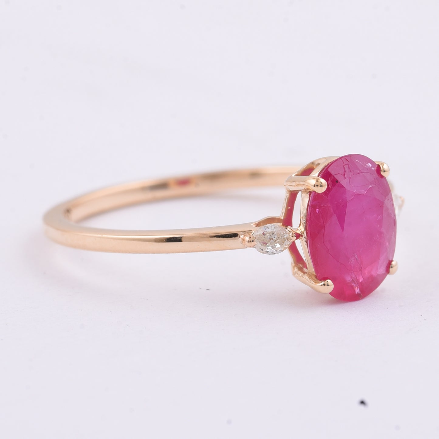 1.44 Ct Oval Natural Ruby 14K Gold Ring