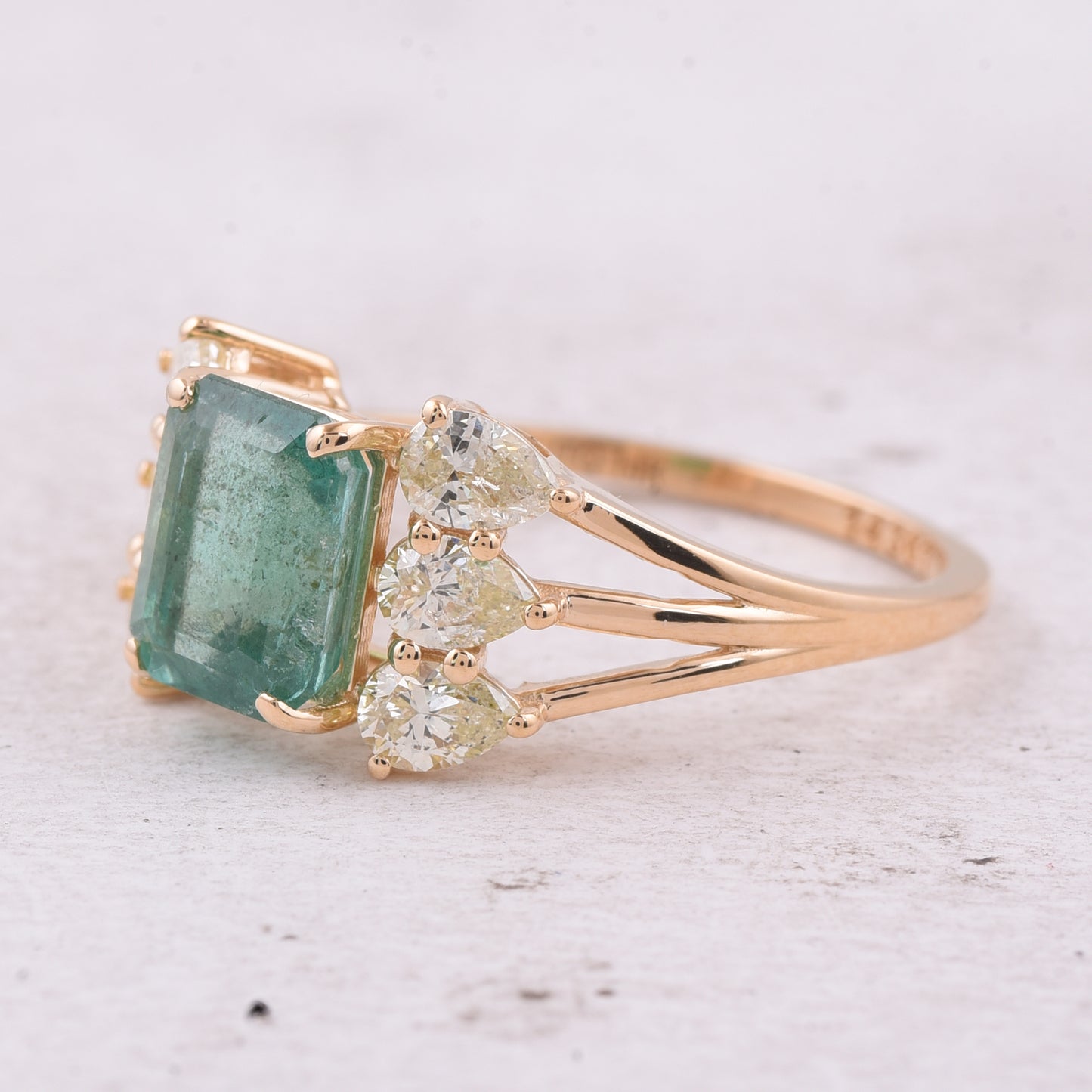 2.50 Ct Octagon Step Cut Natural Emerald 14K Gold Ring