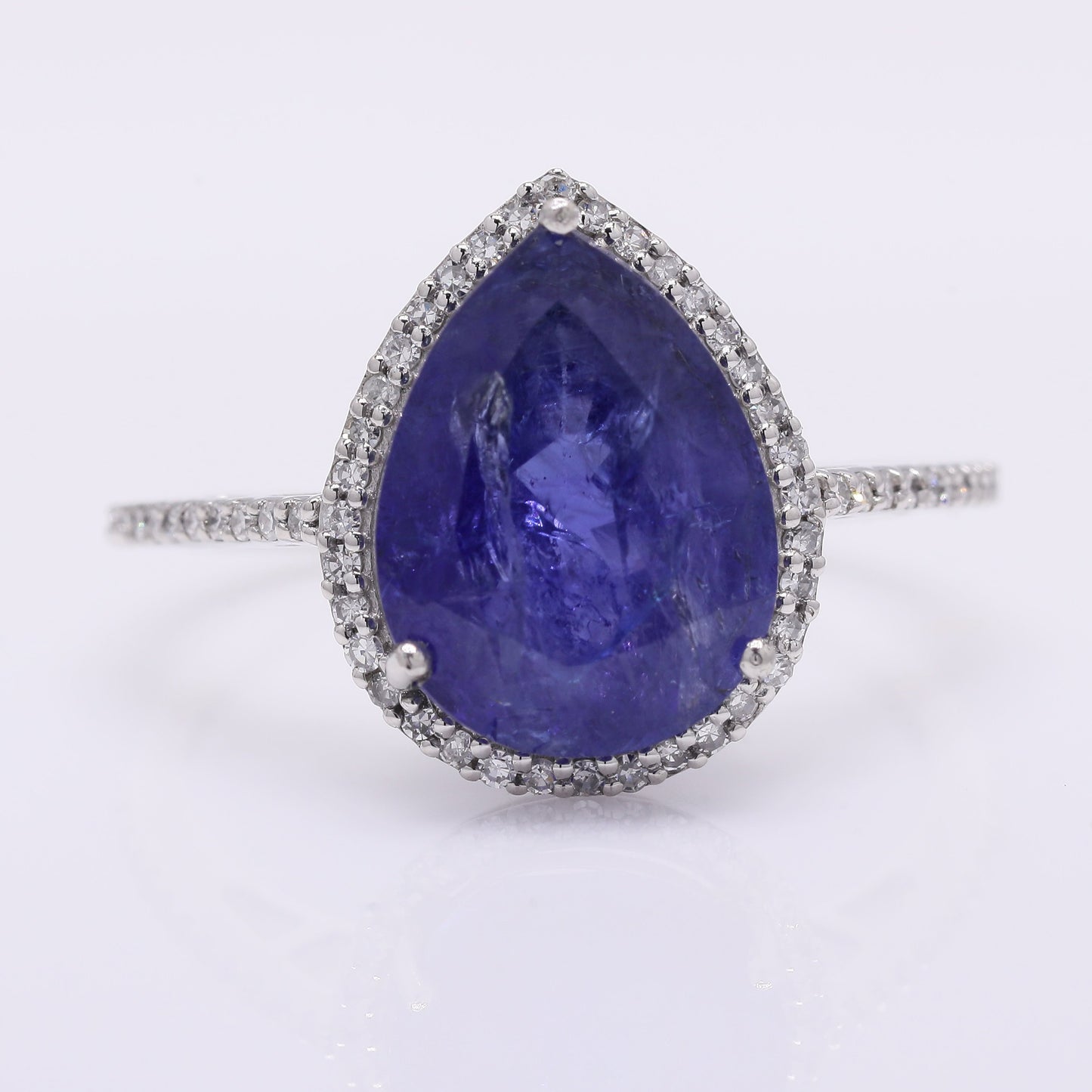 4.96 Ct Pear Mixed Cut Natural Tanzanite 950 Platinum Ring