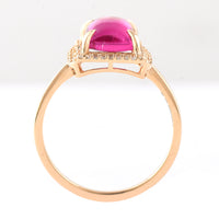 2.97 Ct Cushion Cabochon Cut Natural Pink Tourmaline 14K Gold Ring