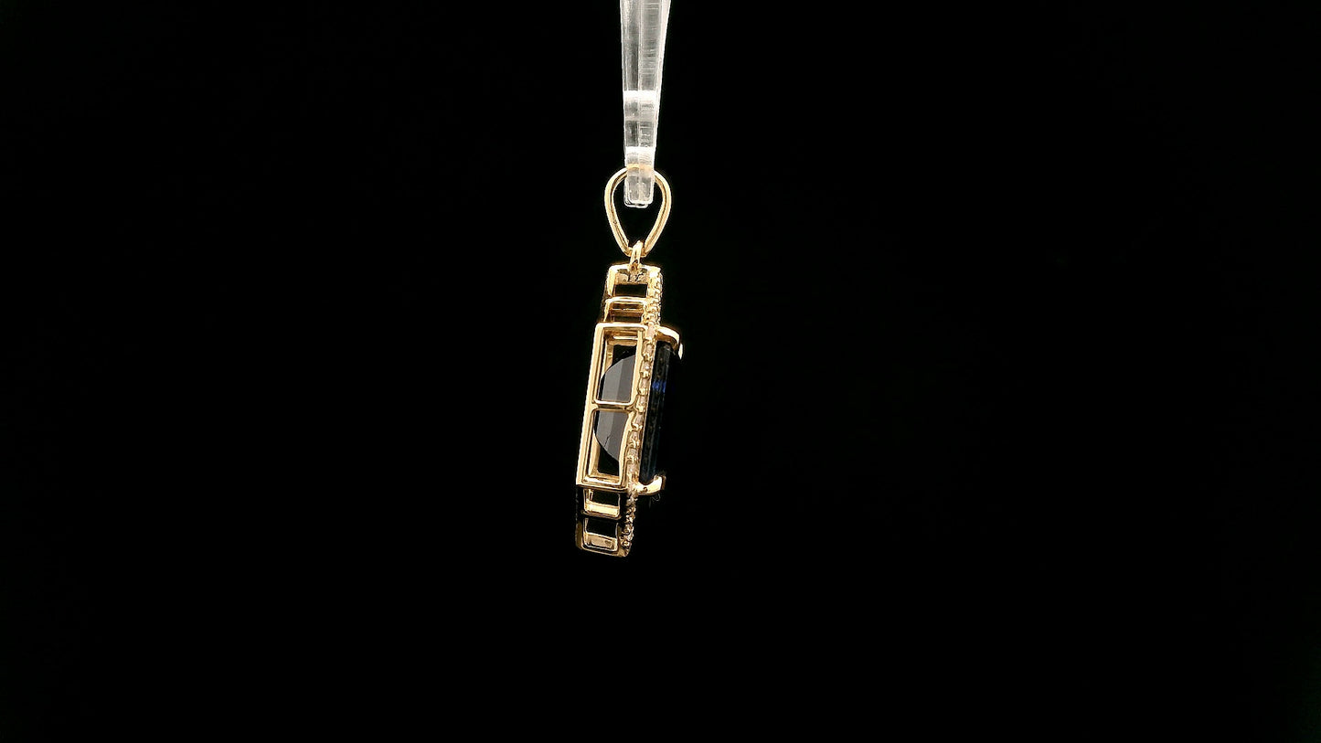 4.45 Ct Octagon Natural Sapphire 14K Gold Pendant