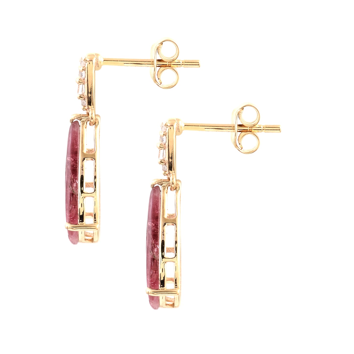 3.70 Ct Pear Tourmaline 14K Gold Earrings