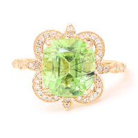 4.74 Ct Cushion Mixed Cut Natural Peridot 14K Gold Ring