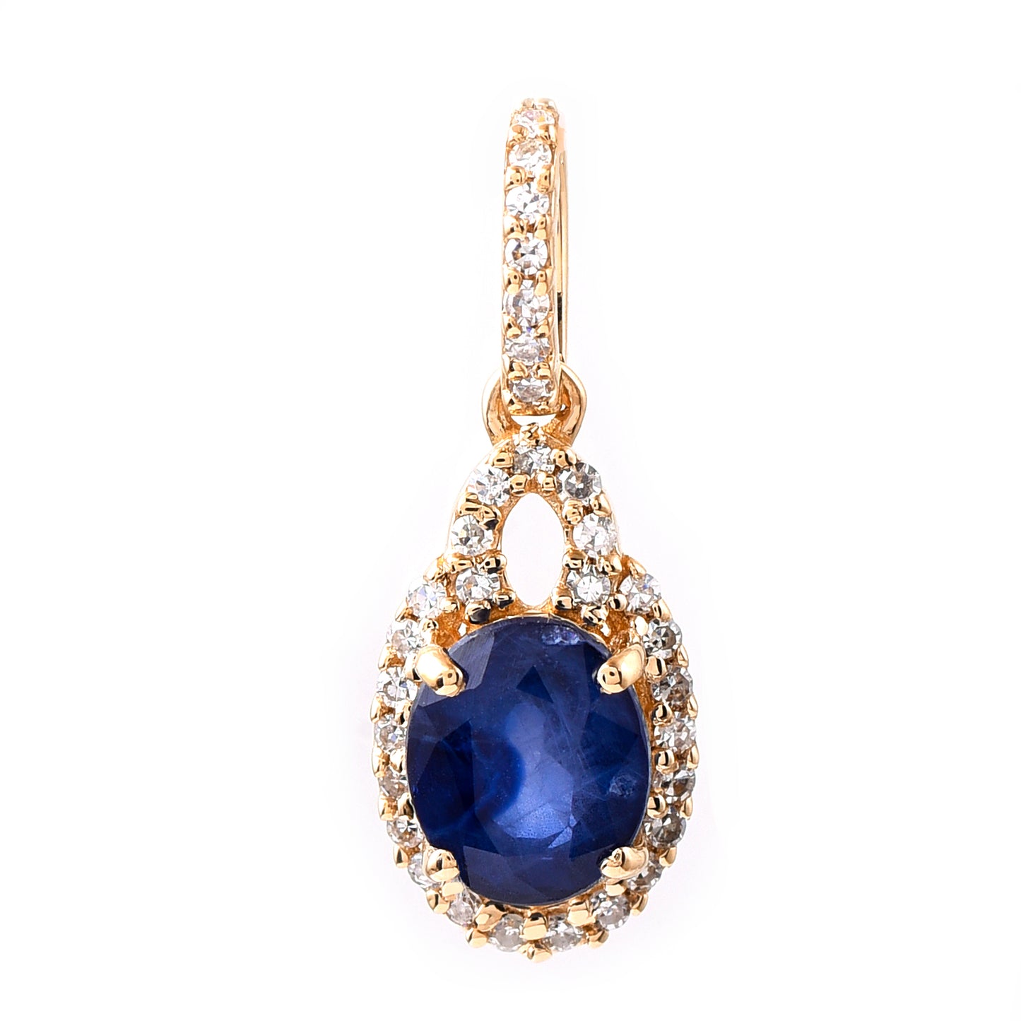 1.18 Ct Oval Mixed Cut Natural Sapphire 14K Gold Pendant