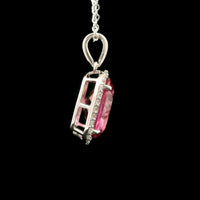 5.06 Ct Oval Pink Topaz, White Zircon 925 Sterling Silver Pendant