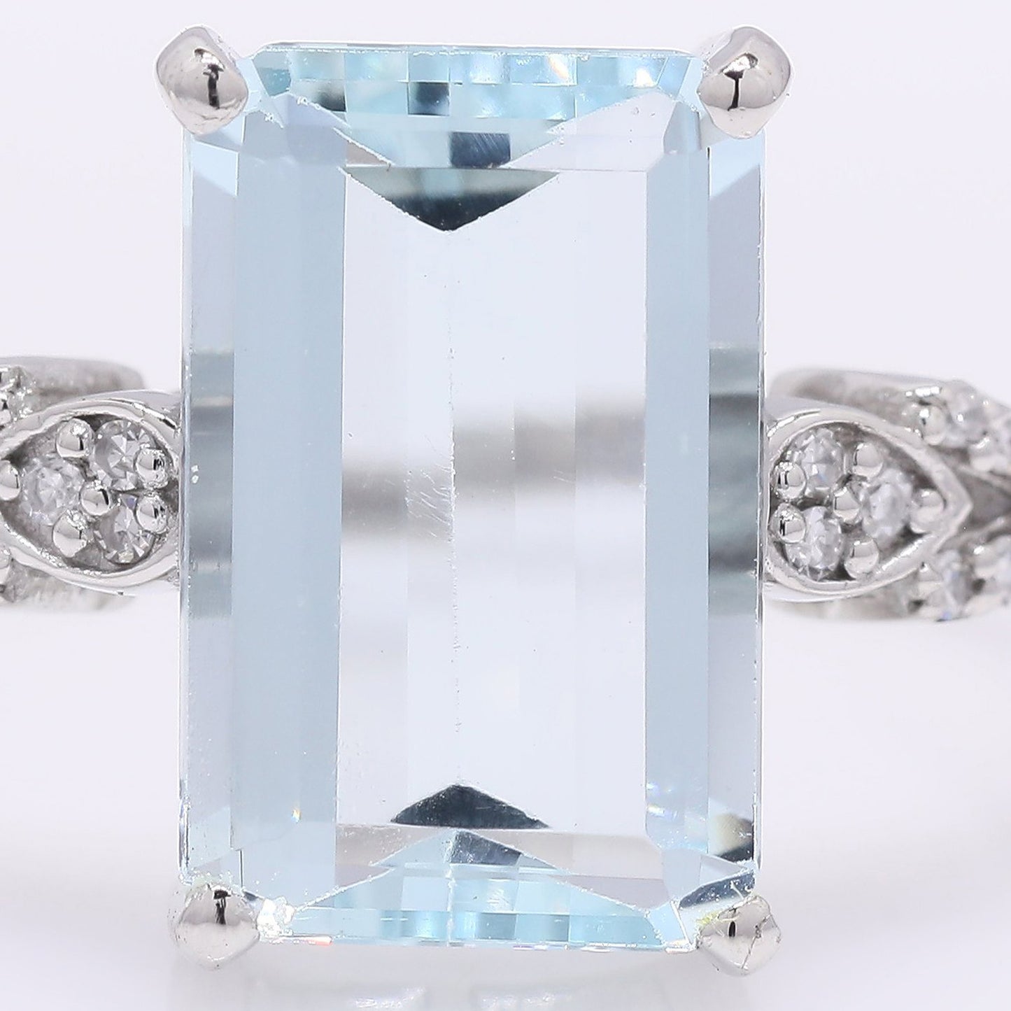 2.86 Ct Octagon Step Cut Natural Aquamarine 950 Platinum Ring