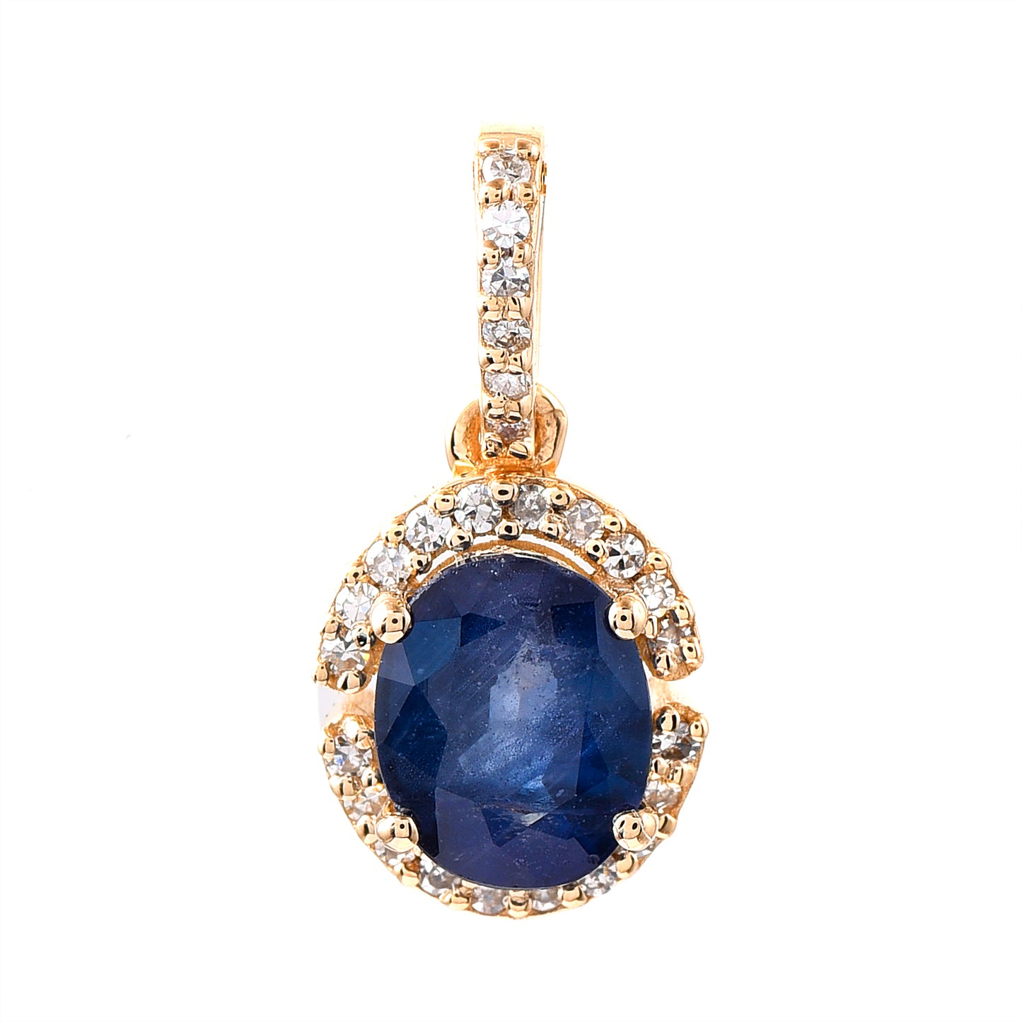 1.16 Ct Oval Mixed Cut Natural Sapphire 14K Gold Pendant