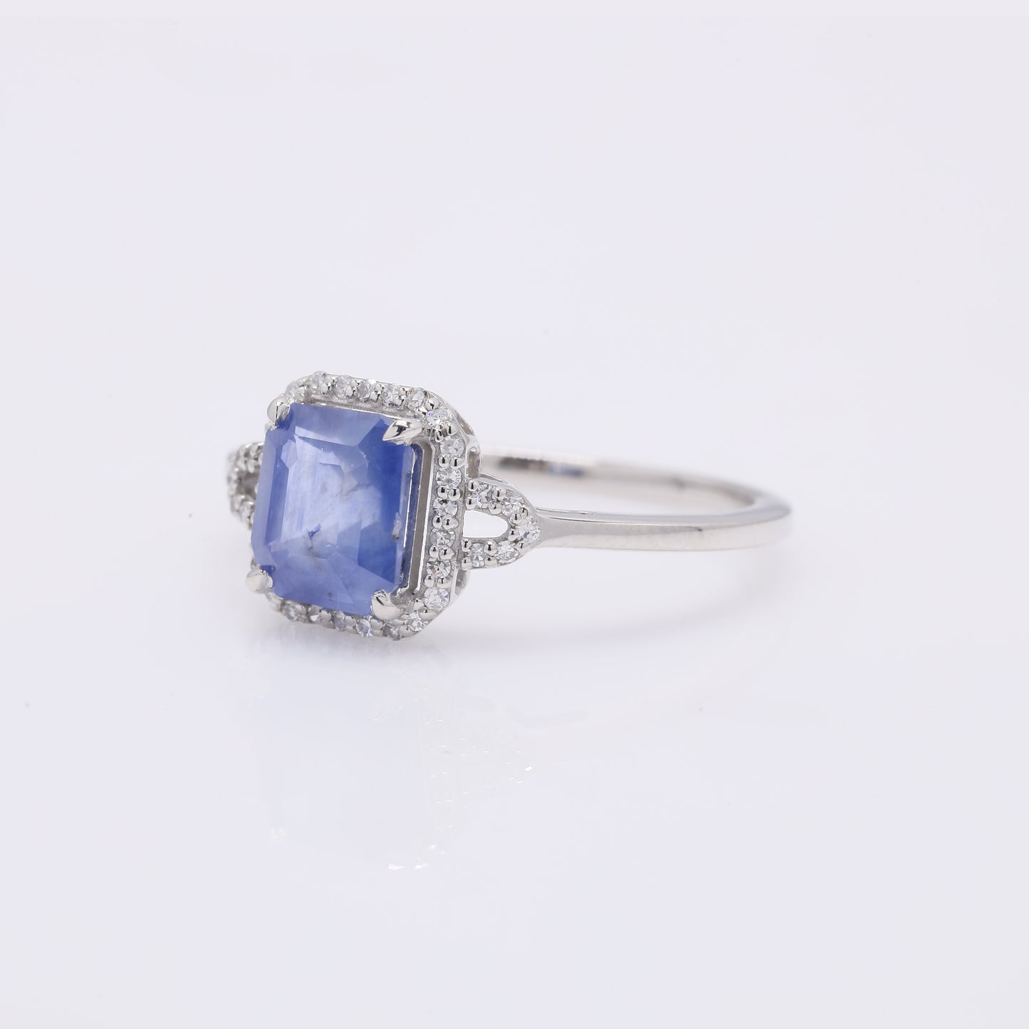 2.02 Ct Octagon Step Cut Natural Sapphire 950 Platinum Ring