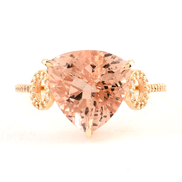 4.45 Carats Natural Beryl Morganite 14K Gold Ring
