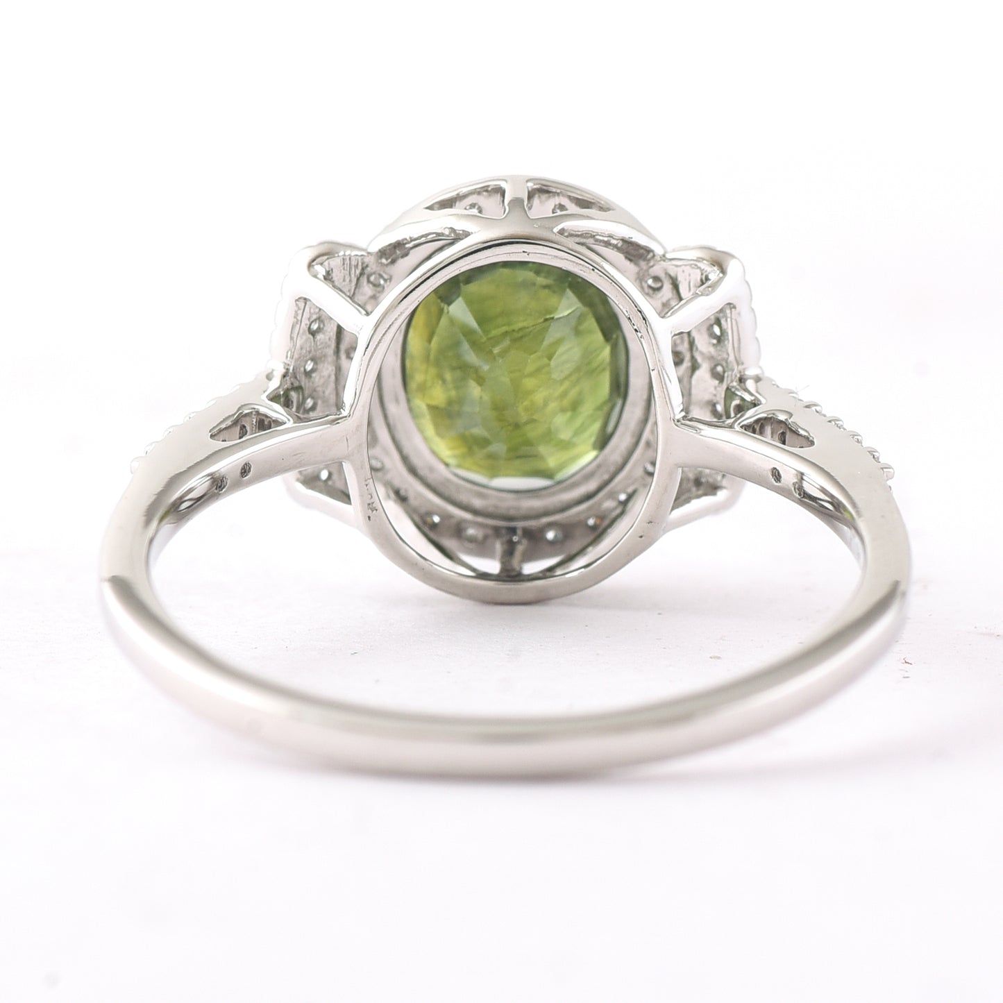 2.69 Ct Oval Mixed Cut Natural Green Sapphire 950 Platinum Ring