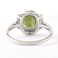2.69 Ct Oval Mixed Cut Natural Green Sapphire 950 Platinum Ring