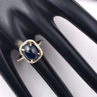 6.24 Ct Oval Cabochon Cut Natural Sapphire 14K Gold Ring