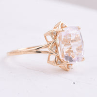 5.68 Ct Cushion Natural Kunzite 14K Gold Ring