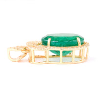 4.06 Ct Oval Natural Emerald 14K Gold Pendant