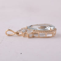 4.68 Ct Pear Aquamarine 9K Gold Pendant