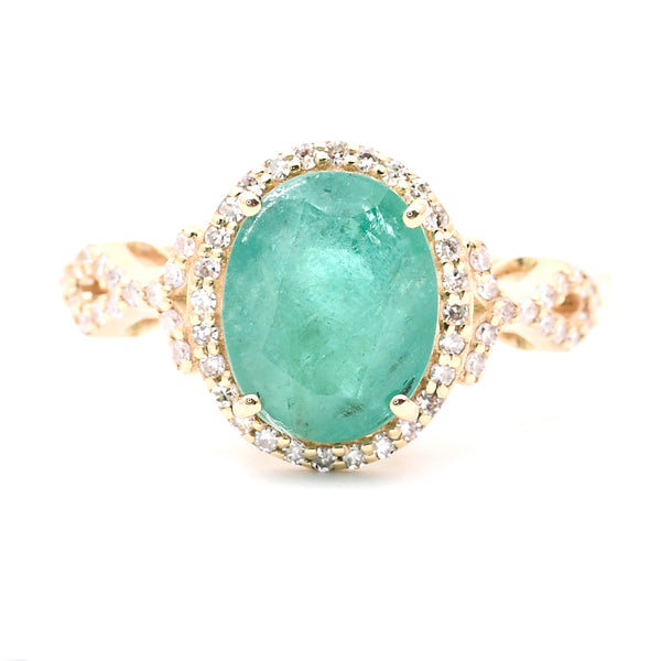 2.25 Ct Oval Natural Emerald 14K Gold Ring