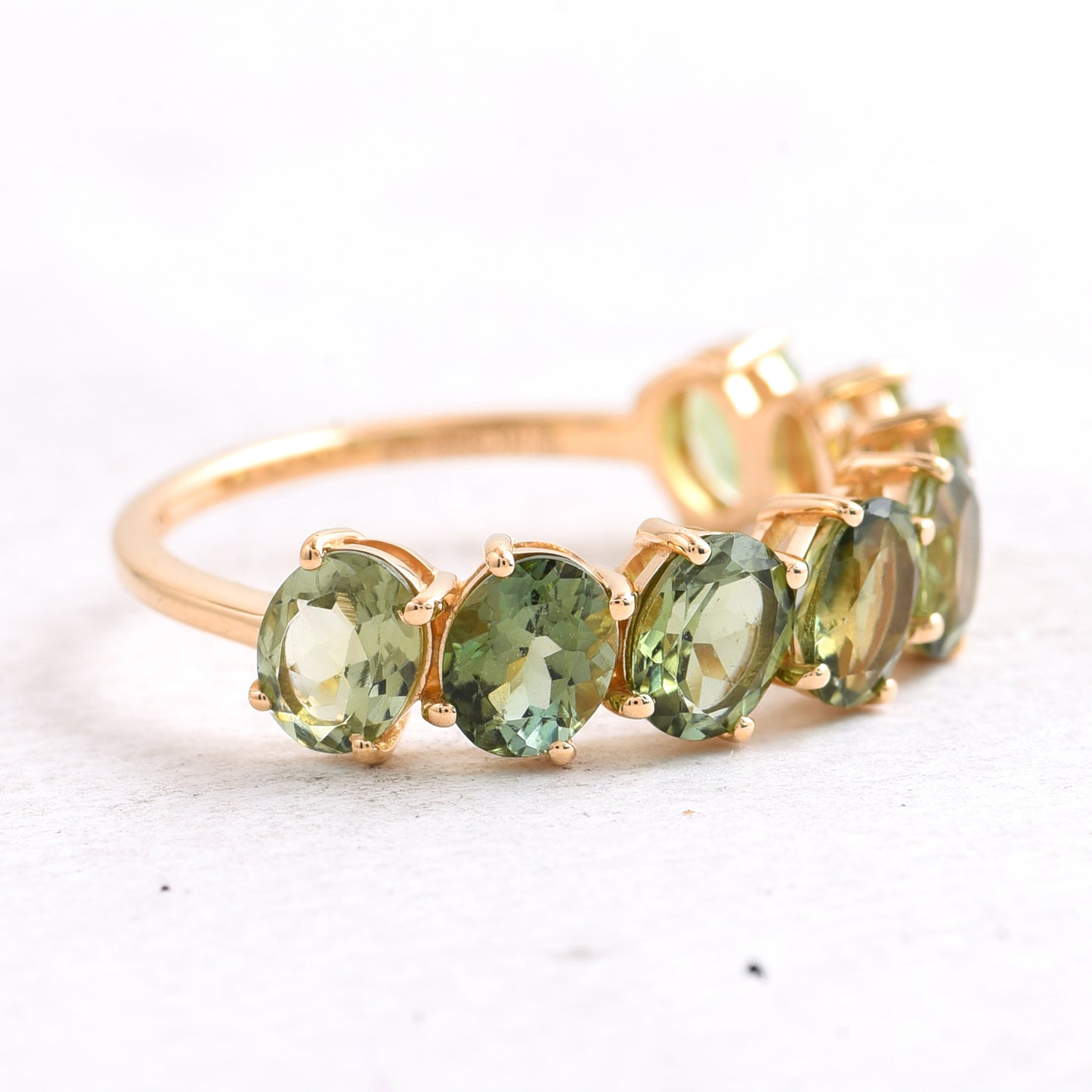 2.73 Ct Oval Mixed Cut Natural Green Tourmaline 14K Gold Ring