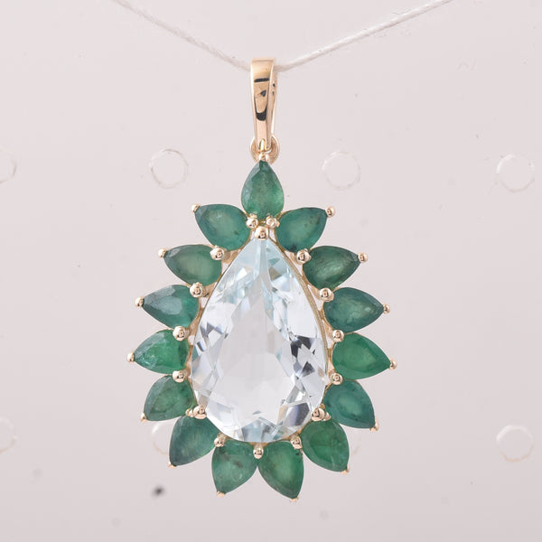5.68 Ct Pear Aquamarine 9K Gold Pendant