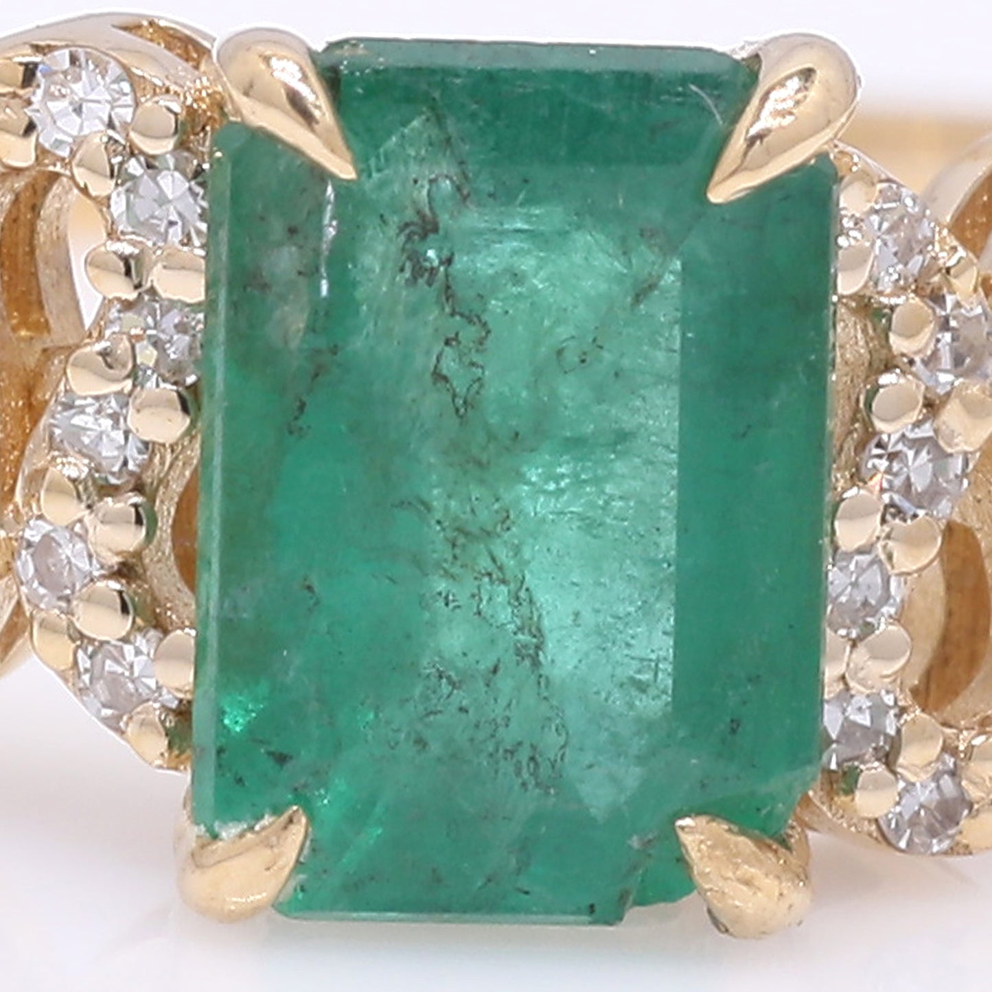 1.14 Ct Octagon Step Cut Natural Emerald 14K Gold Ring