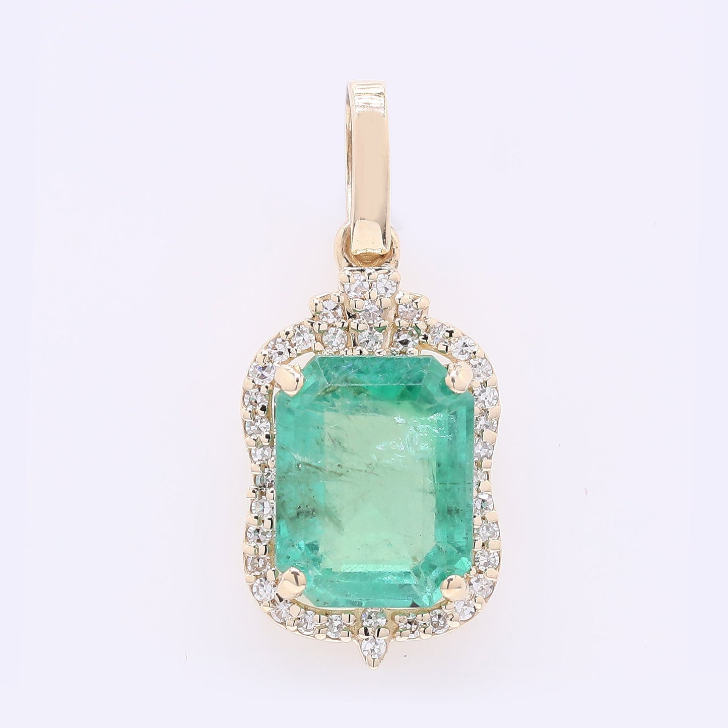 2.59 Ct Octagon Step Cut Natural Emerald 14K Gold Pendant