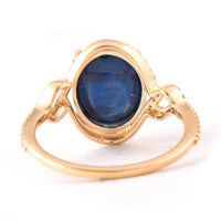 6.66 Ct Oval Cabochon Cut Natural Sapphire 14K Gold Ring