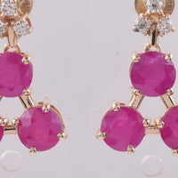 4.38 Ct Round Natural Ruby 14K Gold Earrings