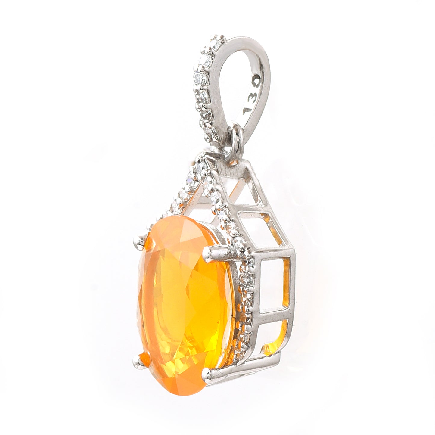 1.59 Ct Oval Fire Opal 950 Platinum Pendant