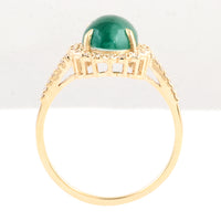 2.48 Ct Oval Cabochon Natural Beryl Emerald 14K Gold Ring