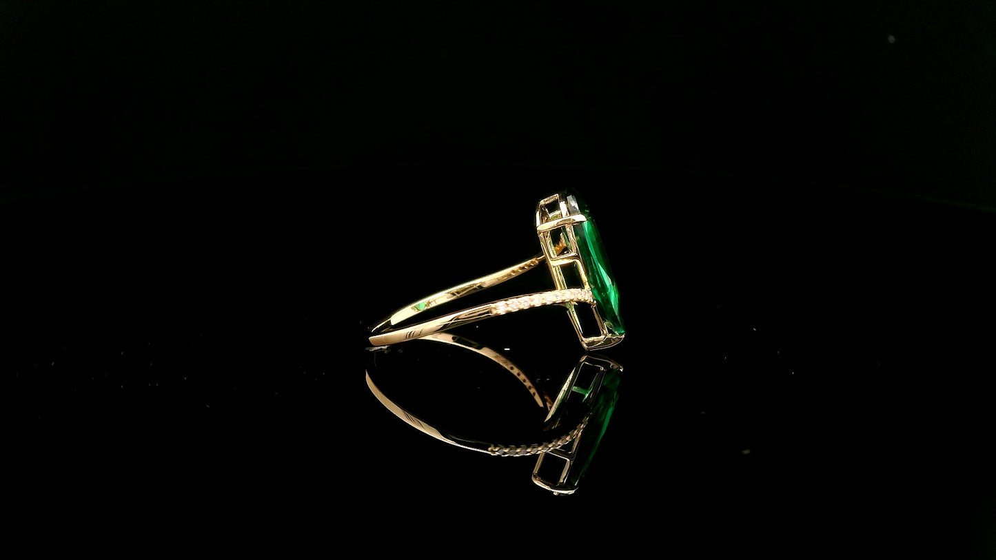 1.82 Ct Pear Lab Grown Emerald 14K Gold Ring