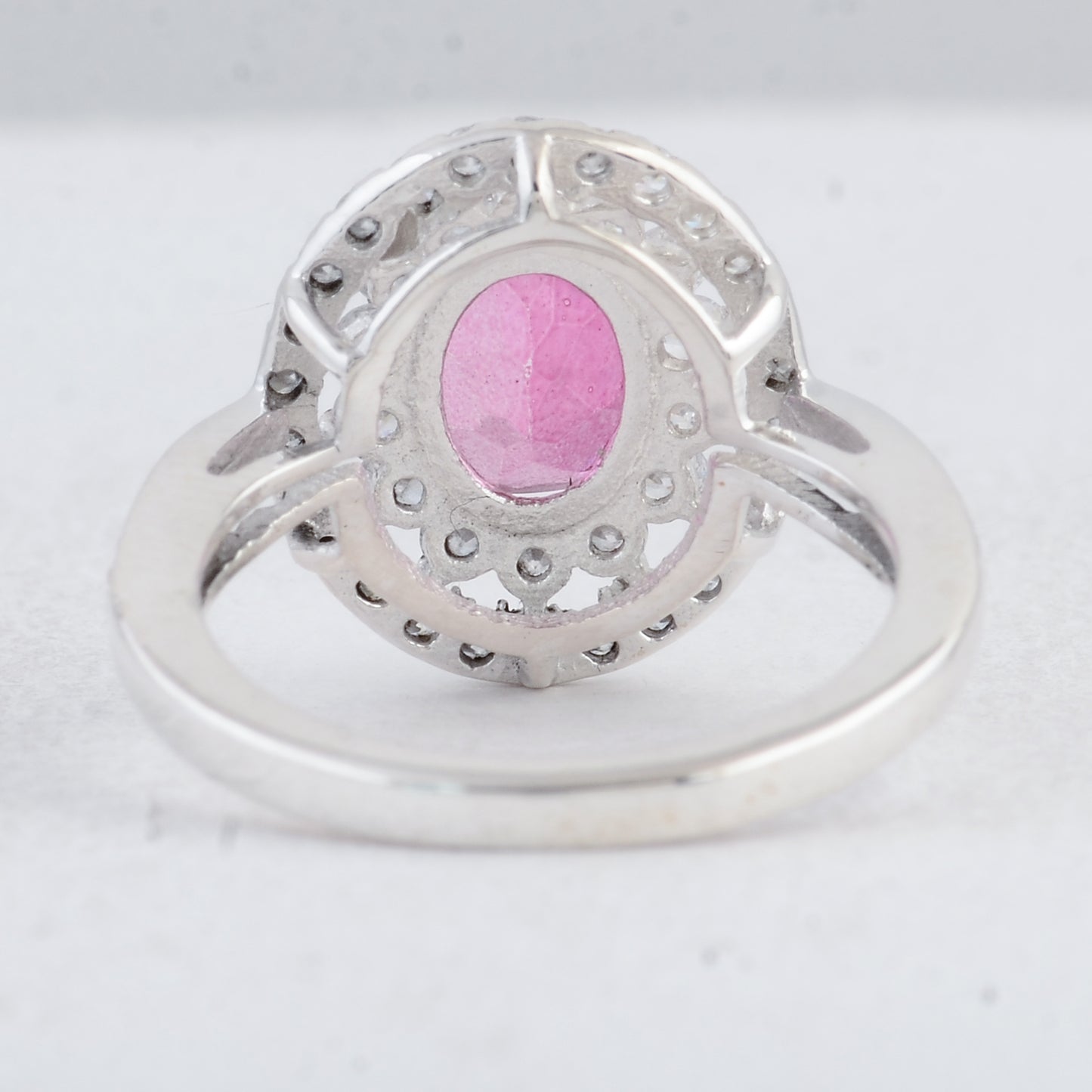 3.34 Ct Oval Pink Topaz, Cubic Zirconia 925 Sterling Silver Ring