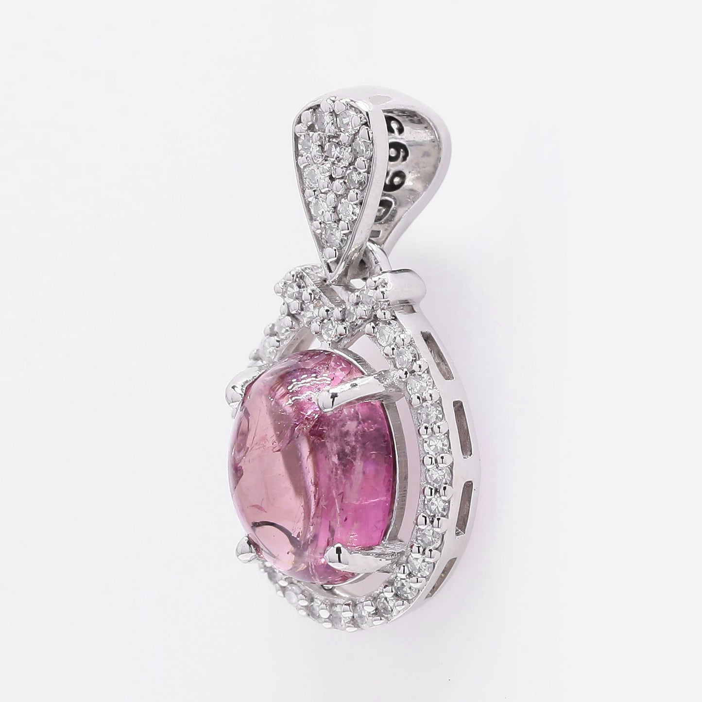 1.49 Ct Oval Cabochon Cut Natural Tourmaline 950 Platinum Pendant