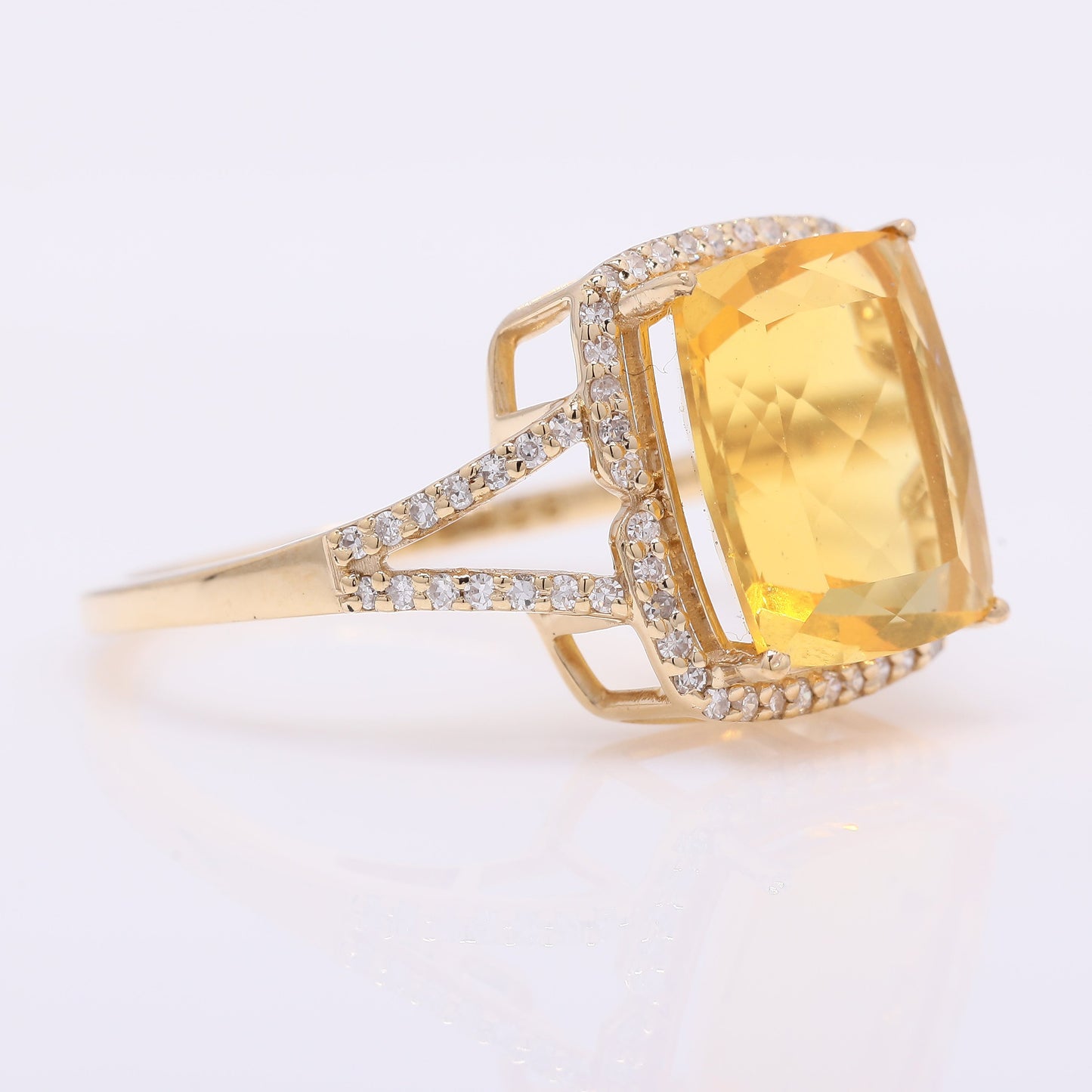 3.13 Ct Cushion Mixed Cut Natural Fire Opal 14K Gold Ring