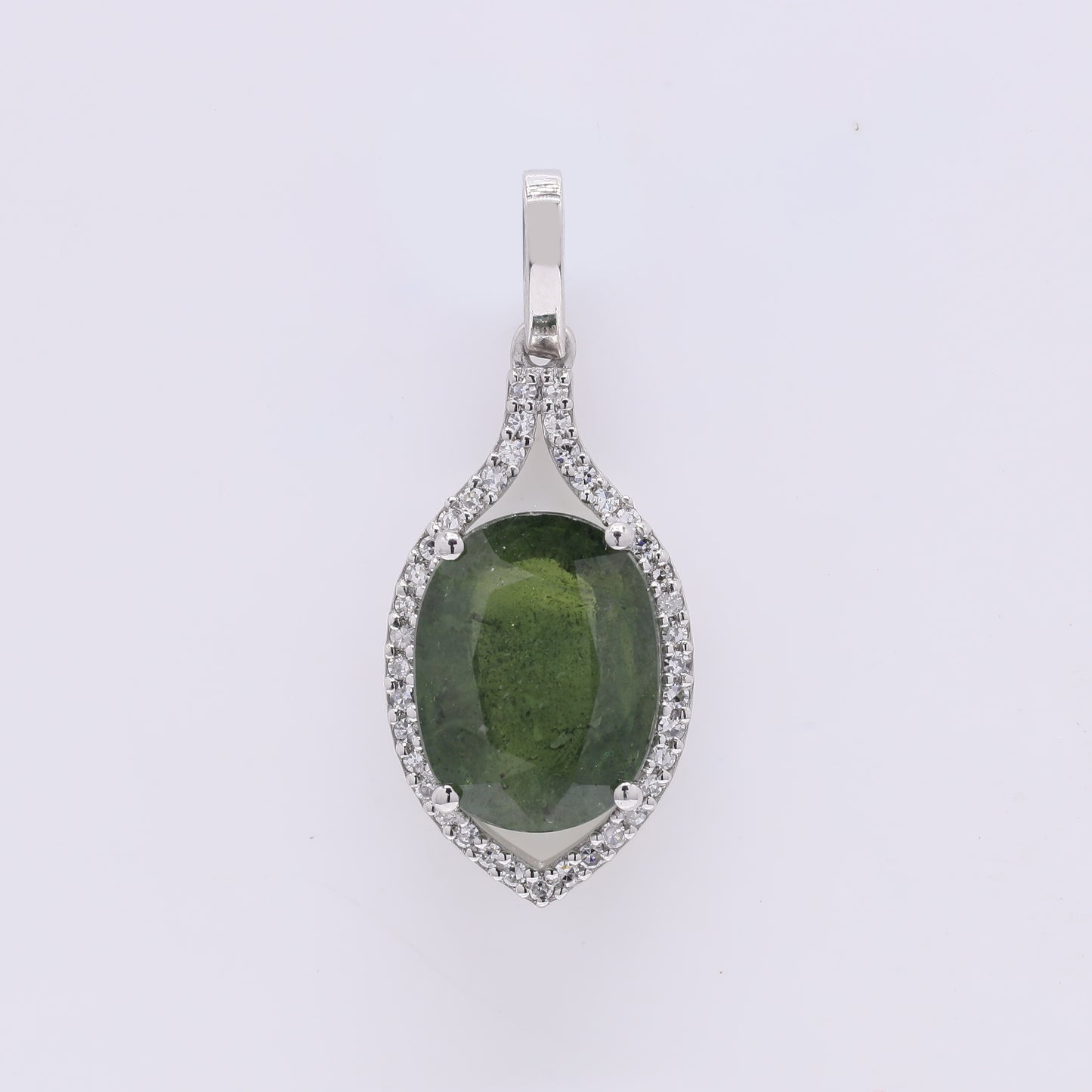 3.92 Ct Oval Mixed Cut Natural Green Sapphire 950 Platinum Pendant
