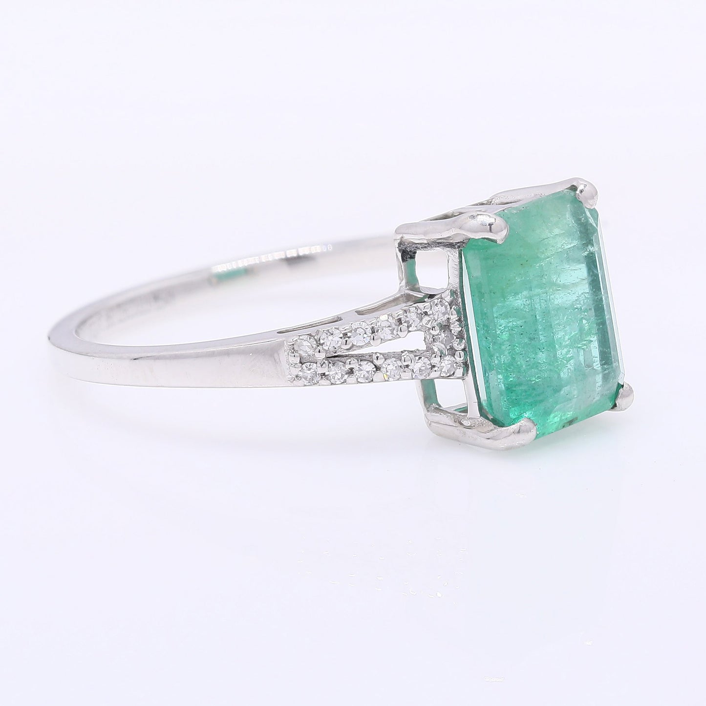 2.19 Ct Octagon Step Cut Natural Emerald 950 Platinum Ring