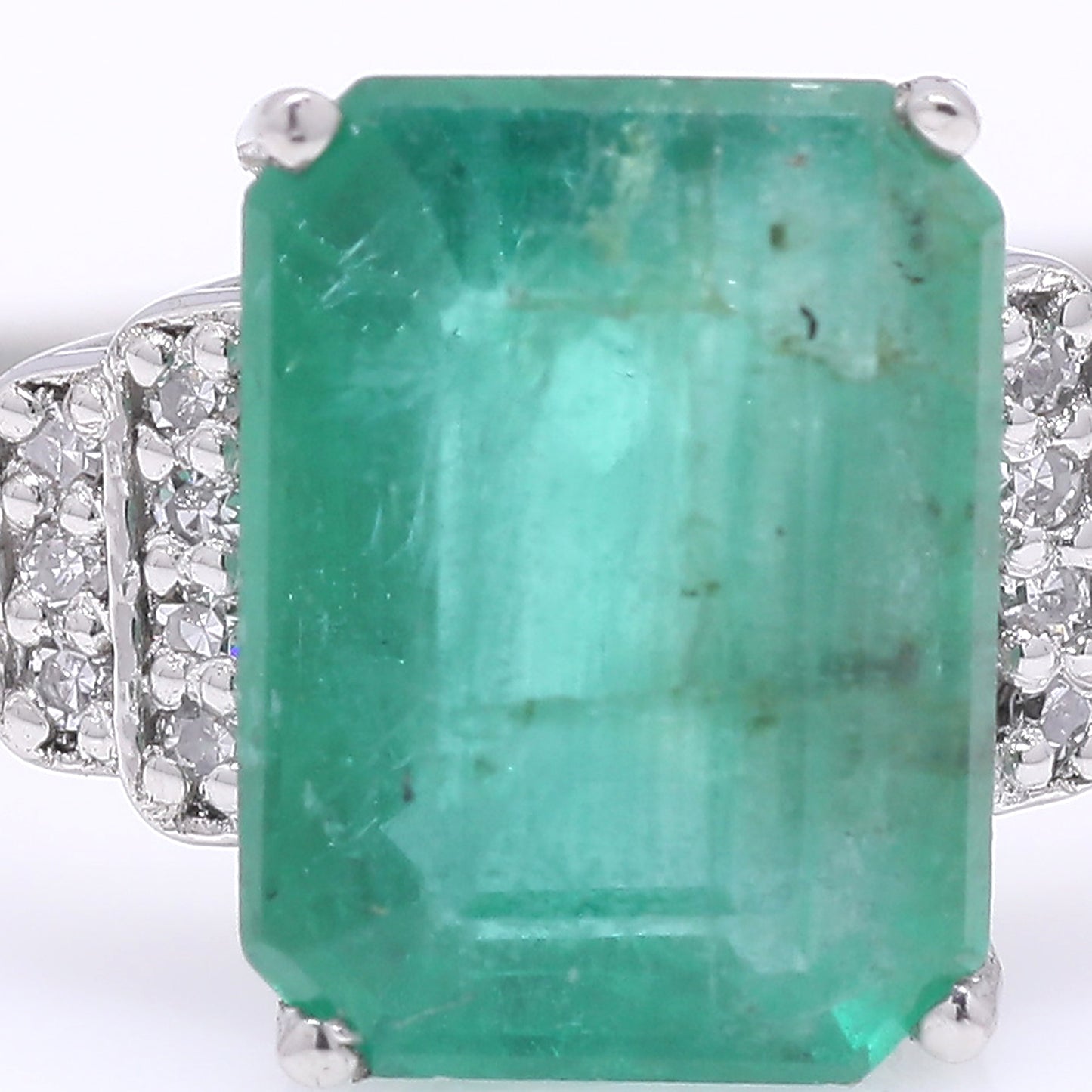 2.16 Ct Octagon Step Cut Natural Emerald 950 Platinum Ring