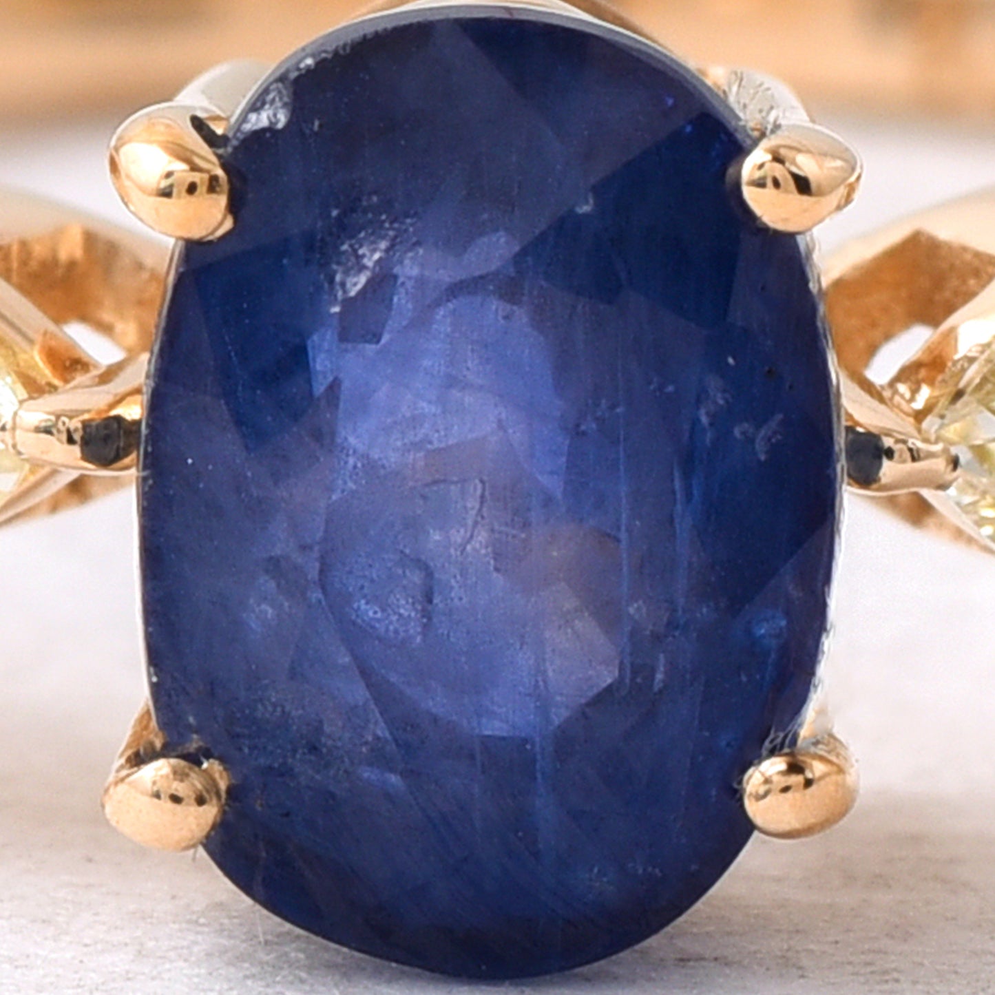 1.73 Ct Oval Mixed Cut Natural Sapphire 14K Gold Ring
