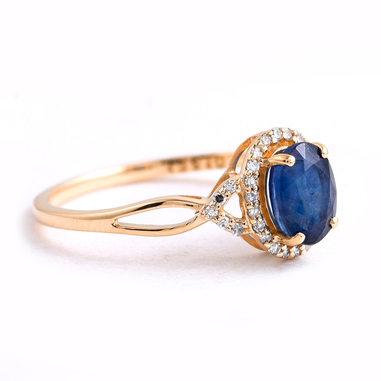 1.50 Ct Oval Mixed Cut Natural Sapphire 14K Gold Ring