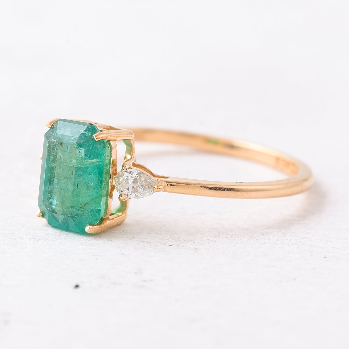 1.37 Ct Octagon Step Cut Natural Emerald 14K Gold Ring