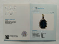 4.04 Ct Oval Mixed Cut Natural Sapphire 14K Gold Pendant