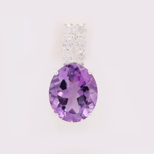 4.86 Ct Oval Amethyst 925 Silver Pendant