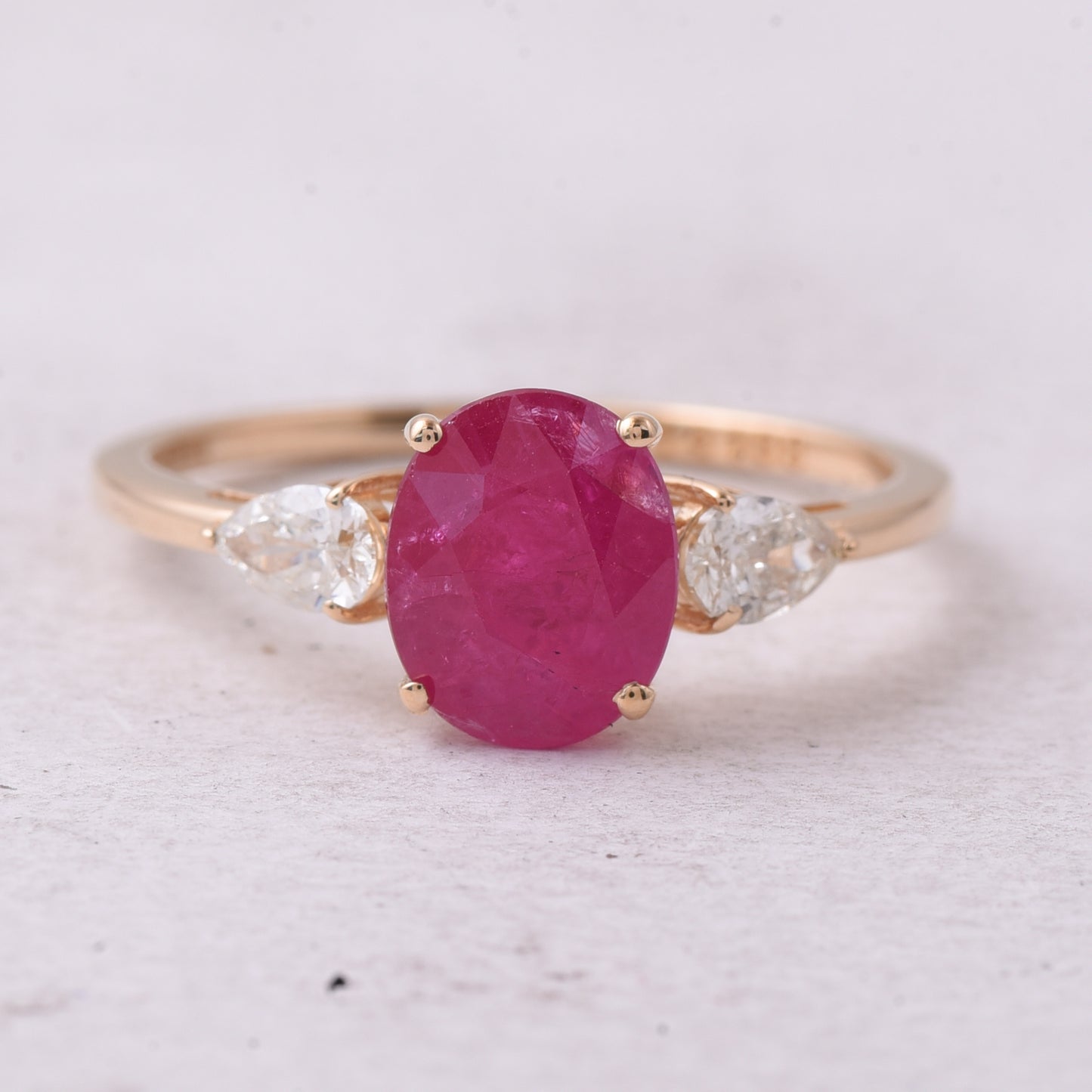 2.19 Ct Oval Mixed Cut Natural Ruby 14K Gold Ring