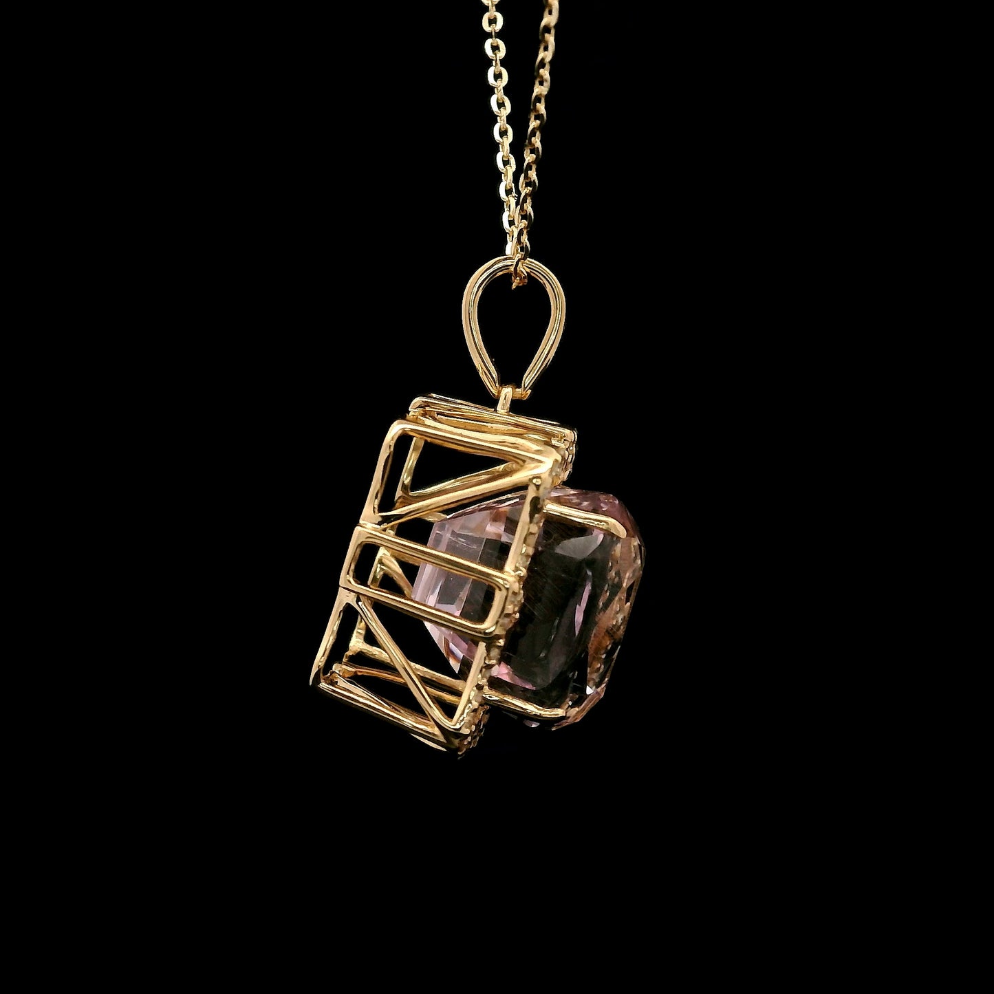 7.95 Ct Cushion Kunzite 14K Gold Pendant