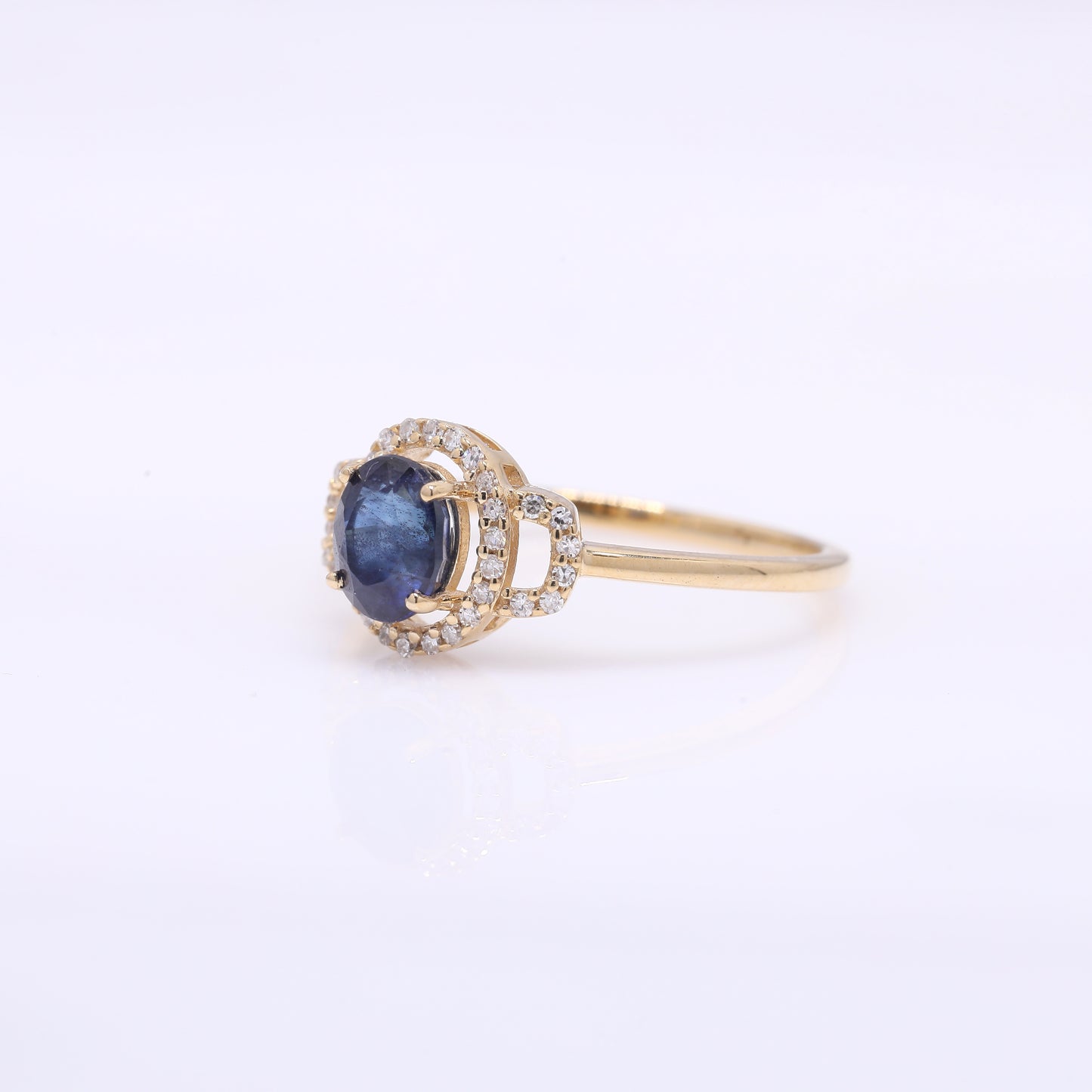 1.13 Ct Oval Mixed Cut Natural Sapphire 14K Gold Ring