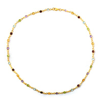 9.65 Ct Round Garnet, Peridot, Blue Topaz, Citrine, Amethyst 925 Sterling Silver Necklace
