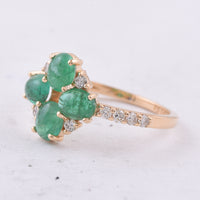 1.51 Ct Oval Cabochon Cut Natural Emerald 14K Gold Ring