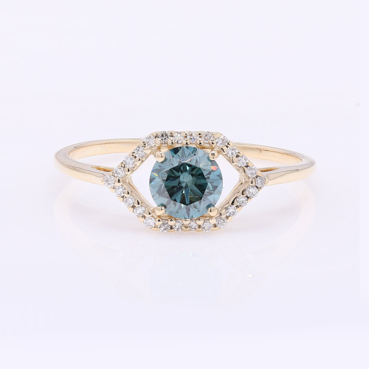 0.67 Ct Round Blue Diamond 14K Gold Ring