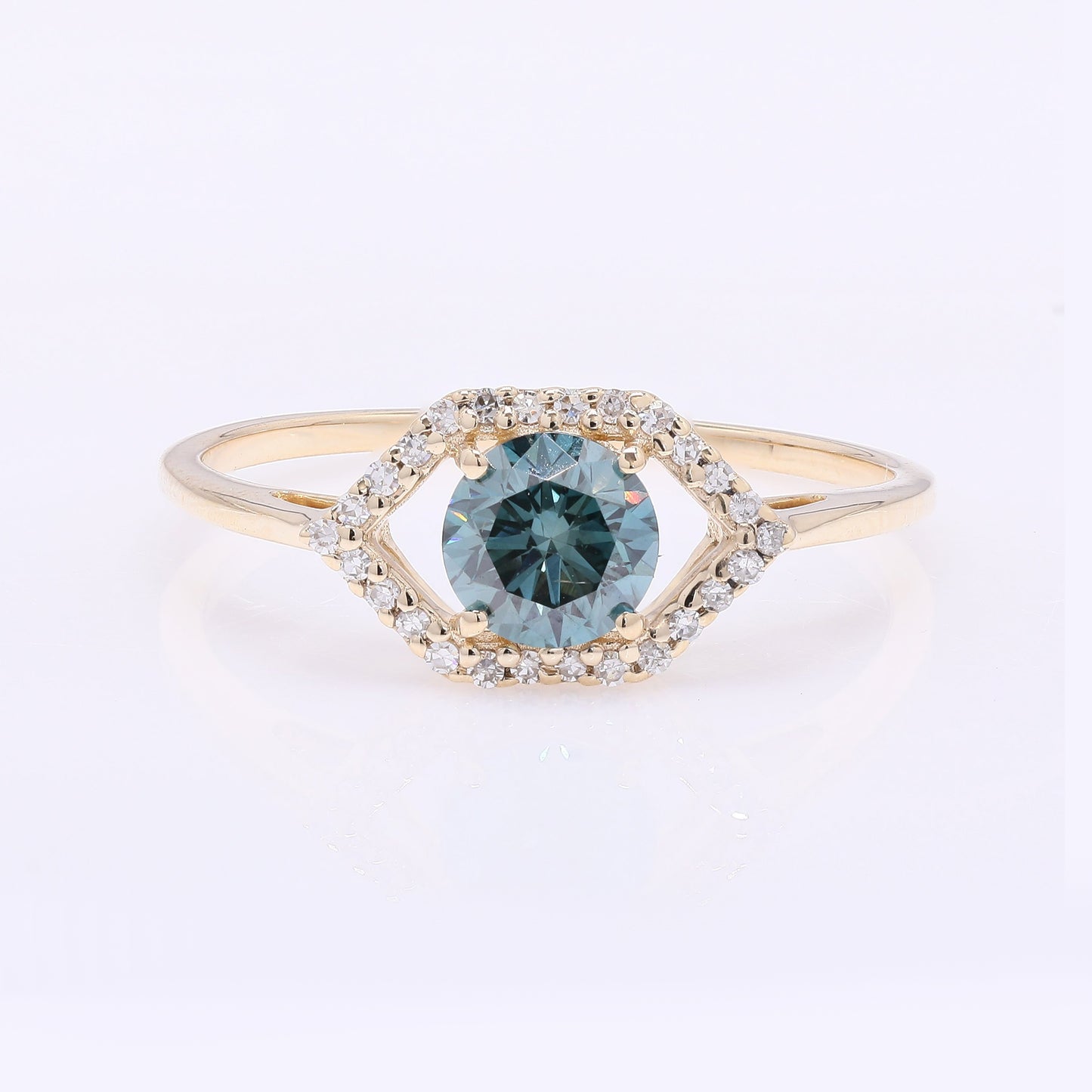 0.67 Ct Round Blue Diamond 14K Gold Ring
