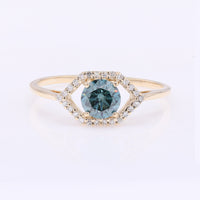 0.67 Ct Round Blue Diamond 14K Gold Ring